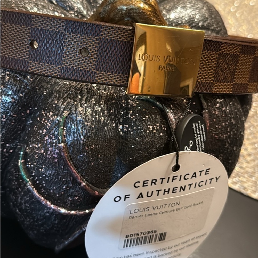Louis Vuitton Damier Ebene Belt with Gold Buckle size 32